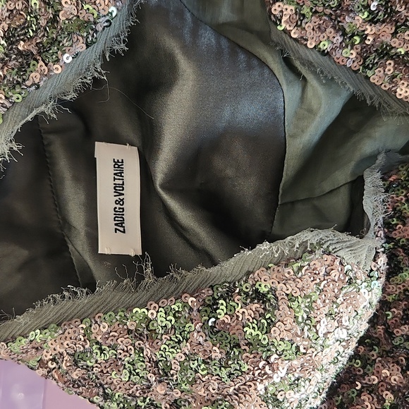 Zadig & Voltaire Verys Sequin Open Front Blazer Jacket Size 36 - Picture 8 of 13